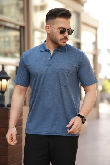 Erkek Yakalı Mini Jakarlı Kısa Kollu T-shirt resmi